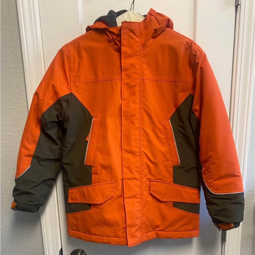 Lands' End Kids Puffer Jacket in Orange and Black
